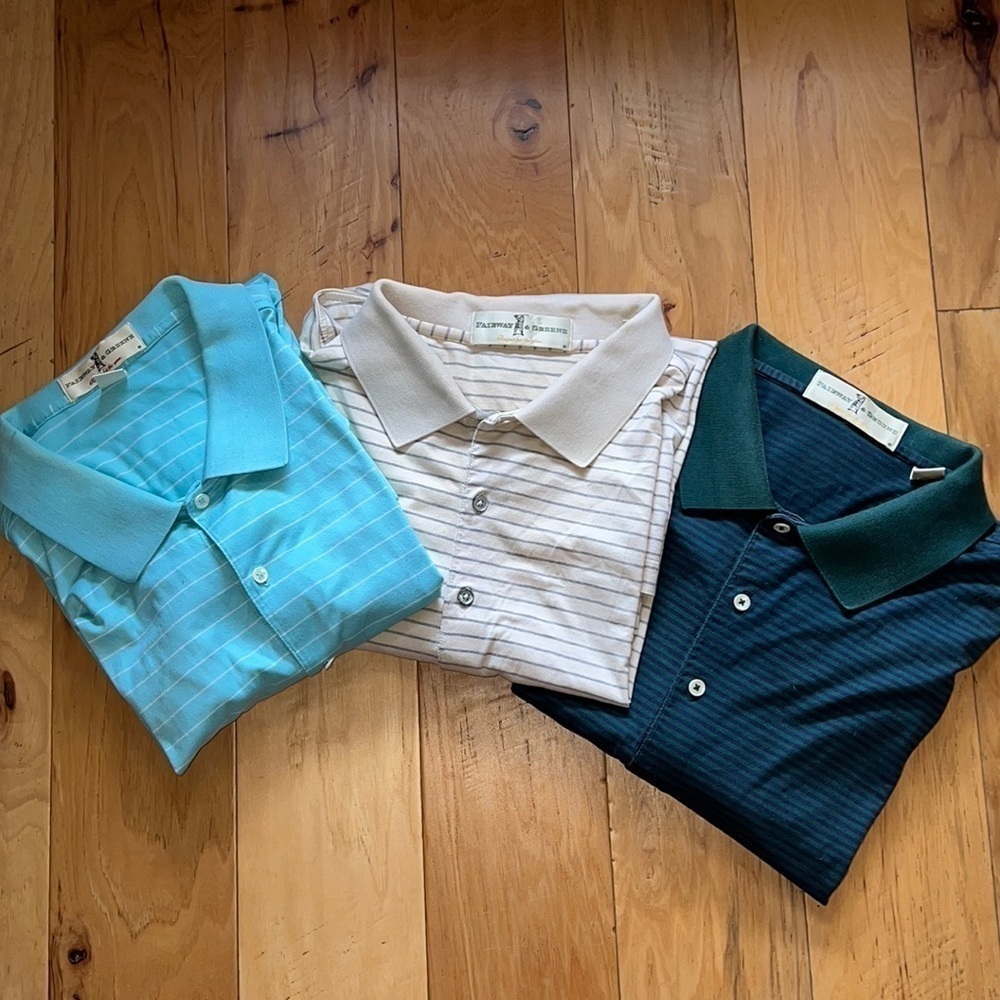 Fairway & Greene Golf Men’s signature bar stripe polo shirts bundle men’s Sz XL
